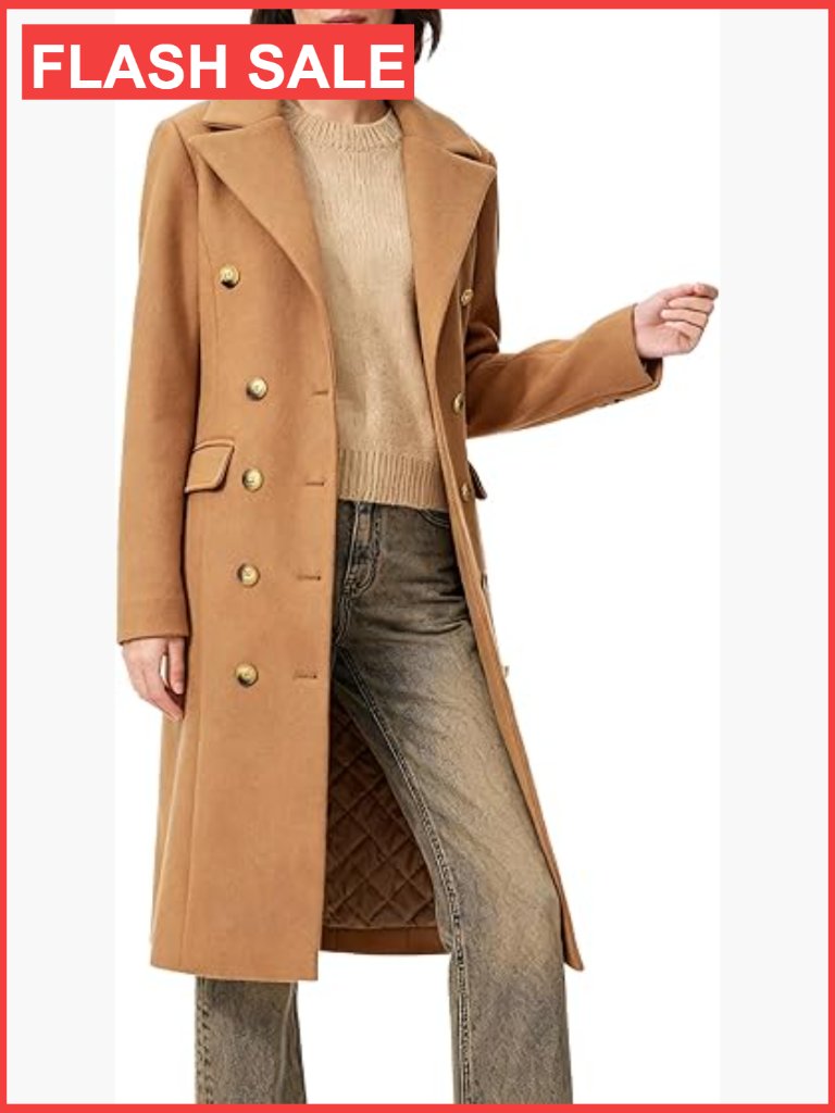 Classic Notch Lapel Peacoat Double-Breasted Long Sleeve Fall Overcoat
